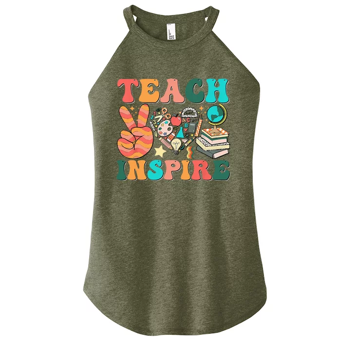 Cute Teach Love And Inspire Teacher Women’s Perfect Tri Rocker Tank