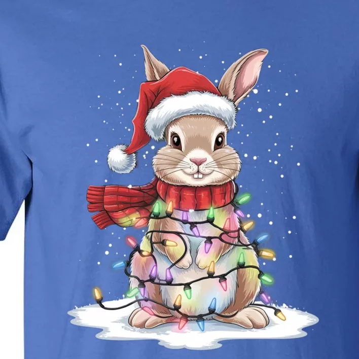 Christmas Tree Lights Rabbit Santa Hat Holiday Xmas Gift Tall T-Shirt