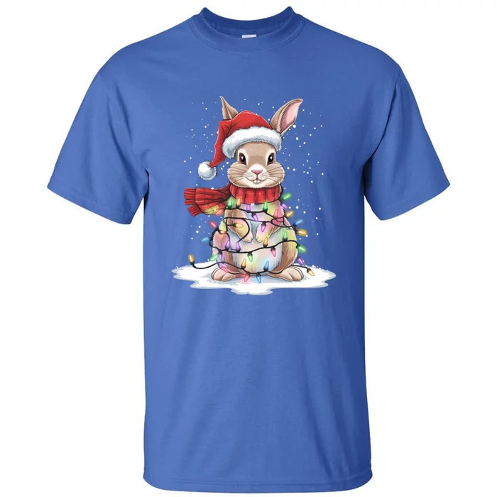 Christmas Tree Lights Rabbit Santa Hat Holiday Xmas Gift Tall T-Shirt