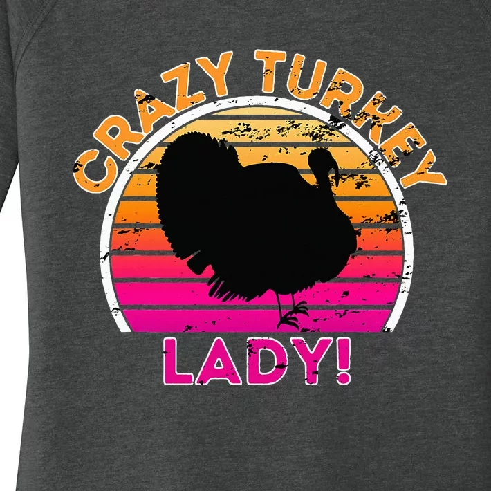 Crazy Turkey Lady Funny Retro Turkey Women's Perfect Tri Tunic Long Sleeve Shirt