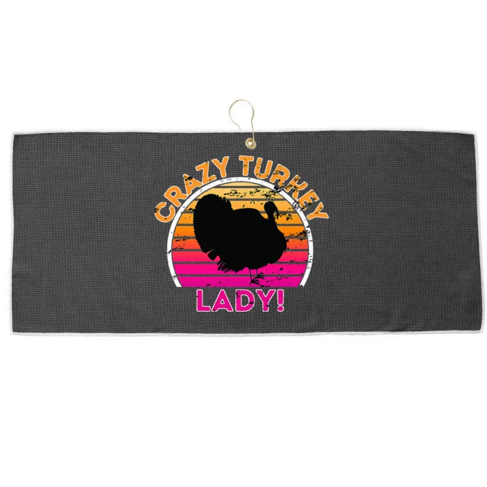 Crazy Turkey Lady Funny Retro Turkey Large Microfiber Waffle Golf Towel