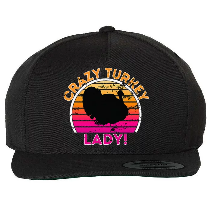 Crazy Turkey Lady Funny Retro Turkey Wool Snapback Cap