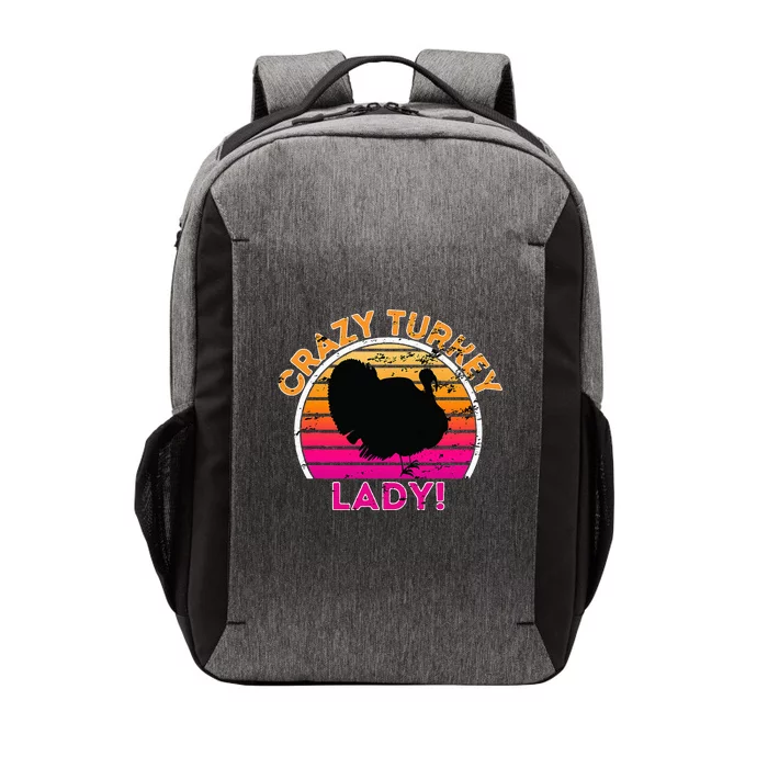 Crazy Turkey Lady Funny Retro Turkey Vector Backpack