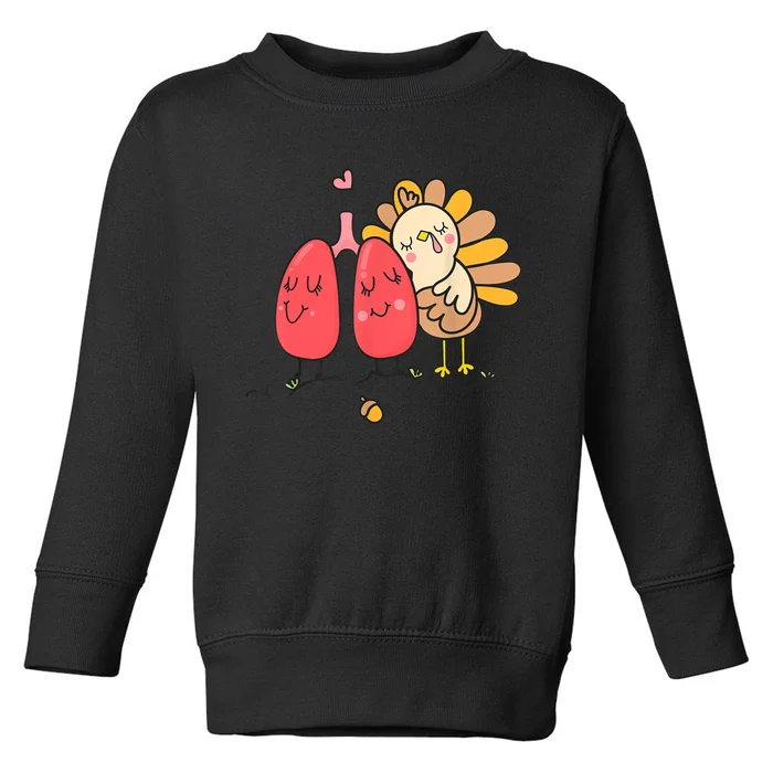 Cute Turkey Lung Respiratory Therapist Autumn Thanksgiving Toddler Sweatshirt