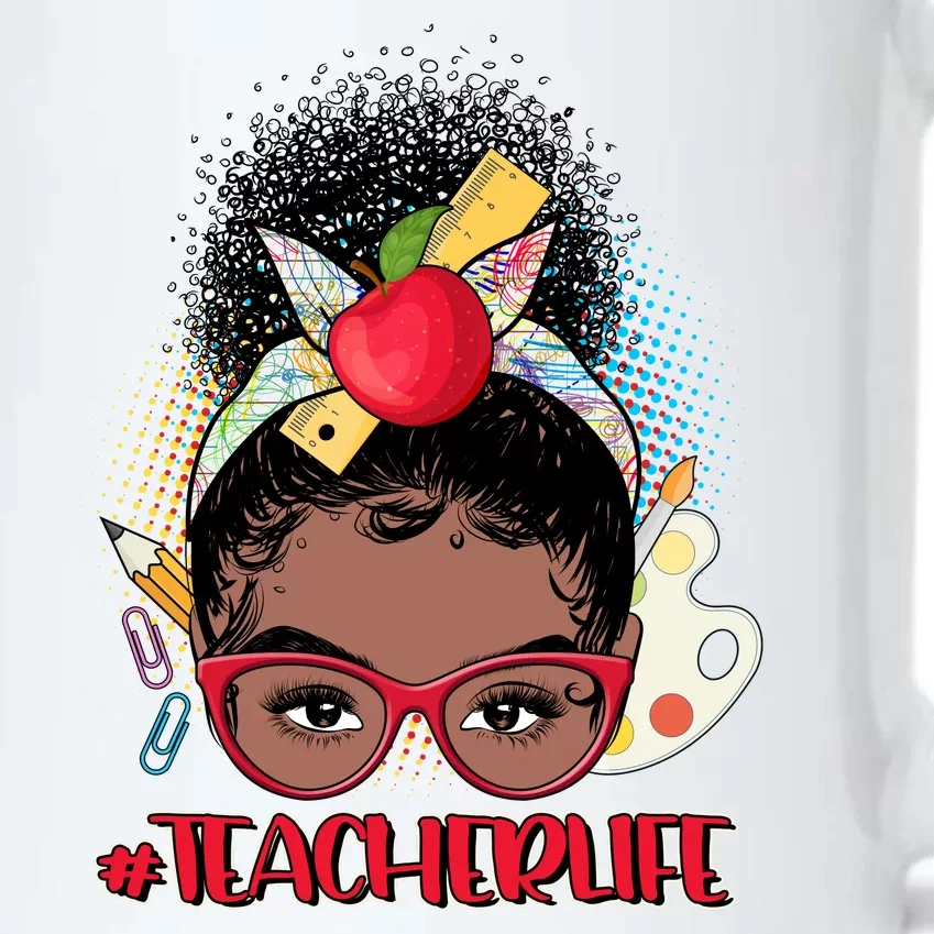 Cute #Teacher Life Afro Puff Bun Teacher Black Color Changing Mug