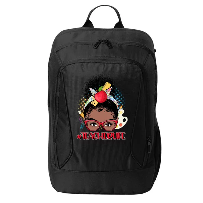 Cute #Teacher Life Afro Puff Bun Teacher City Backpack