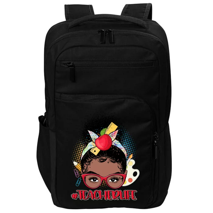 Cute #Teacher Life Afro Puff Bun Teacher Impact Tech Backpack