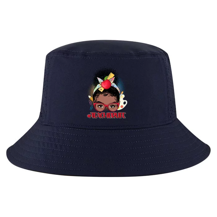 Cute #Teacher Life Afro Puff Bun Teacher Cool Comfort Performance Bucket Hat