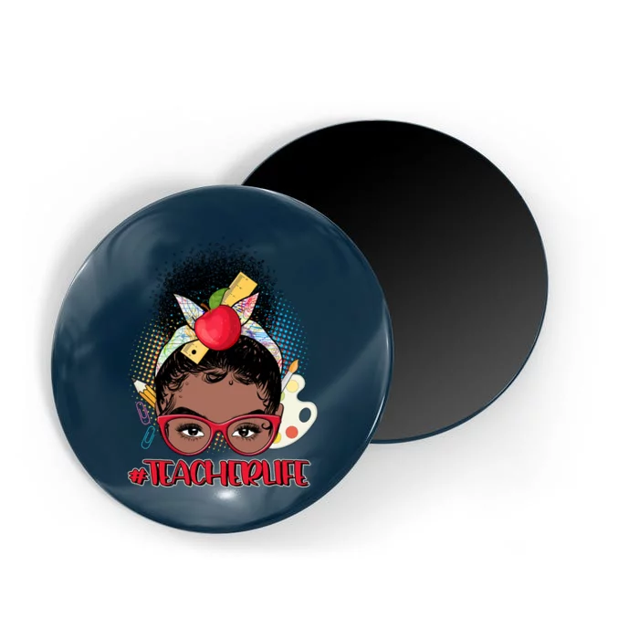 Cute #Teacher Life Afro Puff Bun Teacher Magnet