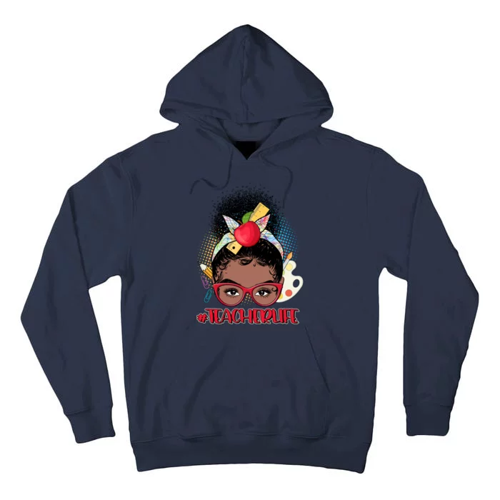 Cute #Teacher Life Afro Puff Bun Teacher Tall Hoodie