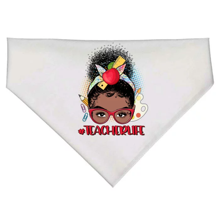 Cute #Teacher Life Afro Puff Bun Teacher USA-Made Doggie Bandana