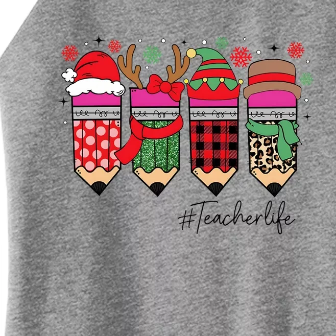 Cute Teacher Life Christmas Pencils Women’s Perfect Tri Rocker Tank