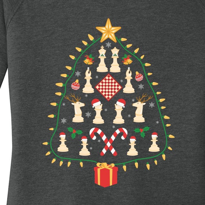 Christmas Chess Tree Light Santa Hat Funny Xmas Sport Holiday Women’s Perfect Tri Tunic Long Sleeve Shirt