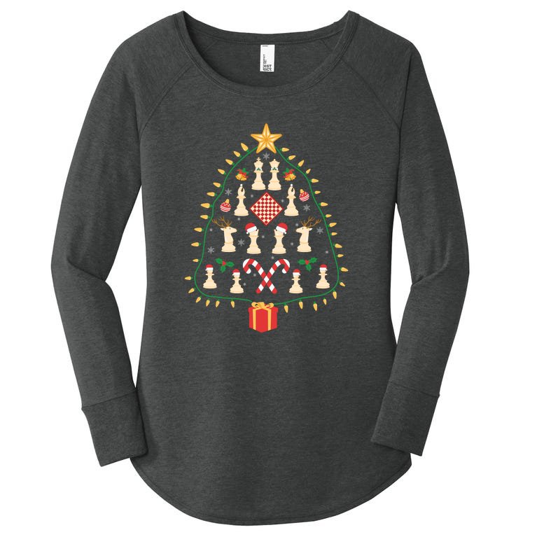 Christmas Chess Tree Light Santa Hat Funny Xmas Sport Holiday Women’s Perfect Tri Tunic Long Sleeve Shirt
