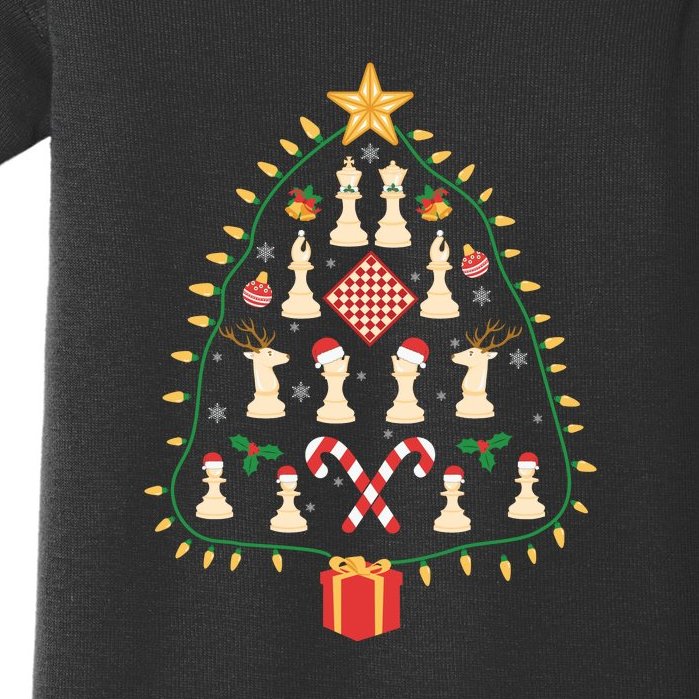 Christmas Chess Tree Light Santa Hat Funny Xmas Sport Holiday Baby Bodysuit