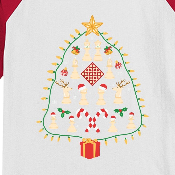 Christmas Chess Tree Light Santa Hat Funny Xmas Sport Holiday Kids Colorblock Raglan Jersey