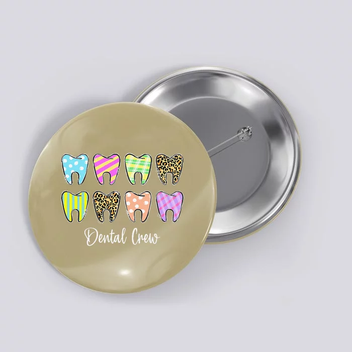 Cute Teeth Leopard Dental Crew Easter Day Christians Button