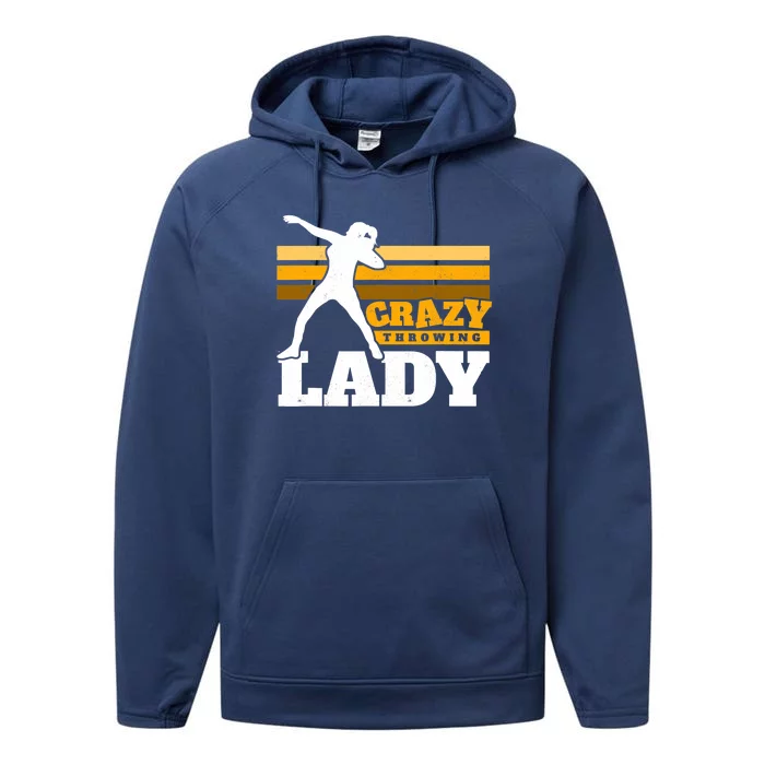 Crazy Throwing Lady Shot Putter Thrower Wo Shot Put Performance Fleece Hoodie