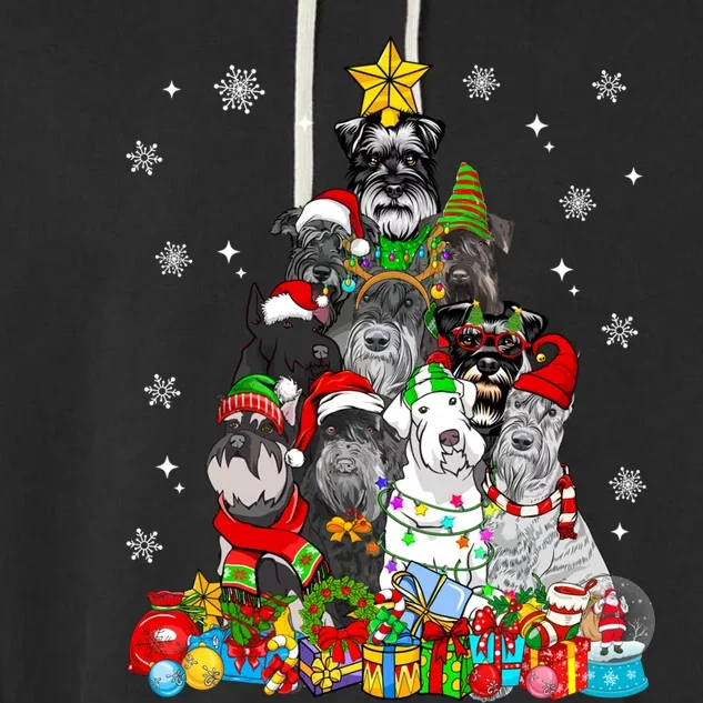 Christmas Tree Lights Schnauzer Dog Lover Xmas Pajama Great Gift Garment-Dyed Fleece Hoodie