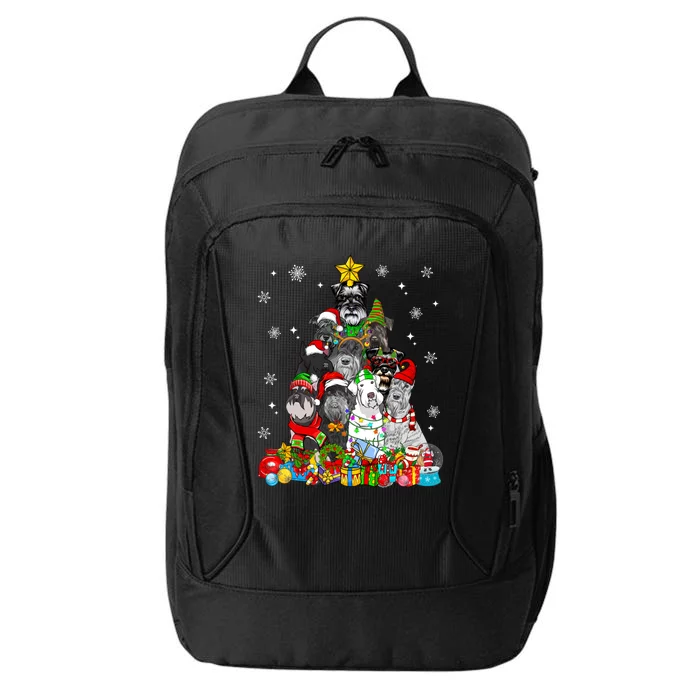 Christmas Tree Lights Schnauzer Dog Lover Xmas Pajama Great Gift City Backpack