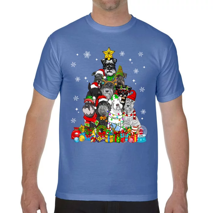 Christmas Tree Lights Schnauzer Dog Lover Xmas Pajama Great Gift Comfort Colors T-Shirt