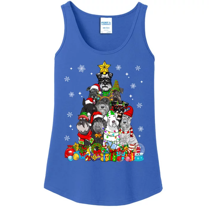 Christmas Tree Lights Schnauzer Dog Lover Xmas Pajama Great Gift Ladies Essential Tank