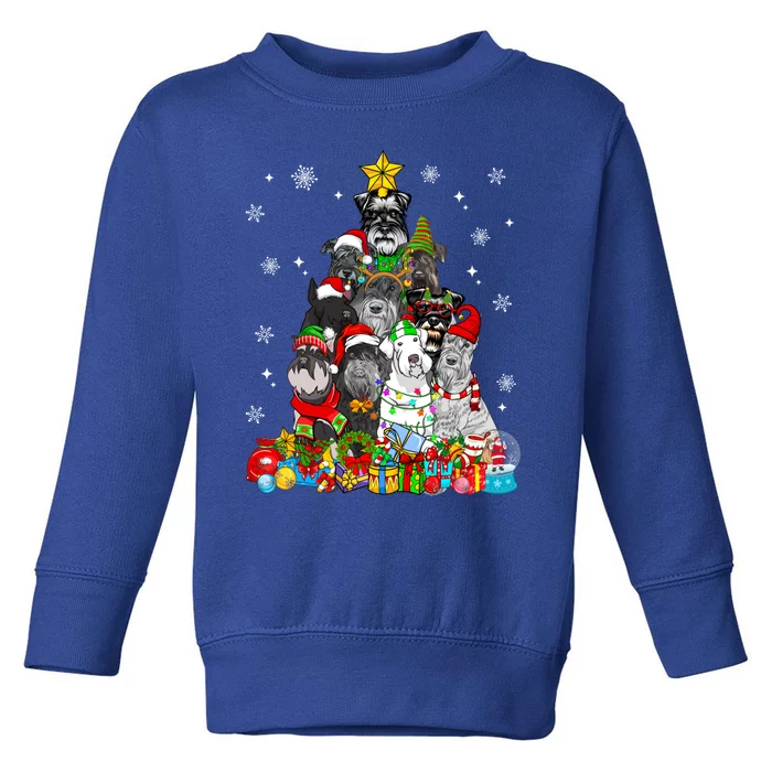 Christmas Tree Lights Schnauzer Dog Lover Xmas Pajama Great Gift Toddler Sweatshirt