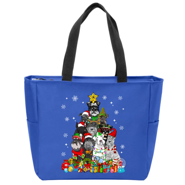 Christmas Tree Lights Schnauzer Dog Lover Xmas Pajama Great Gift Zip Tote Bag