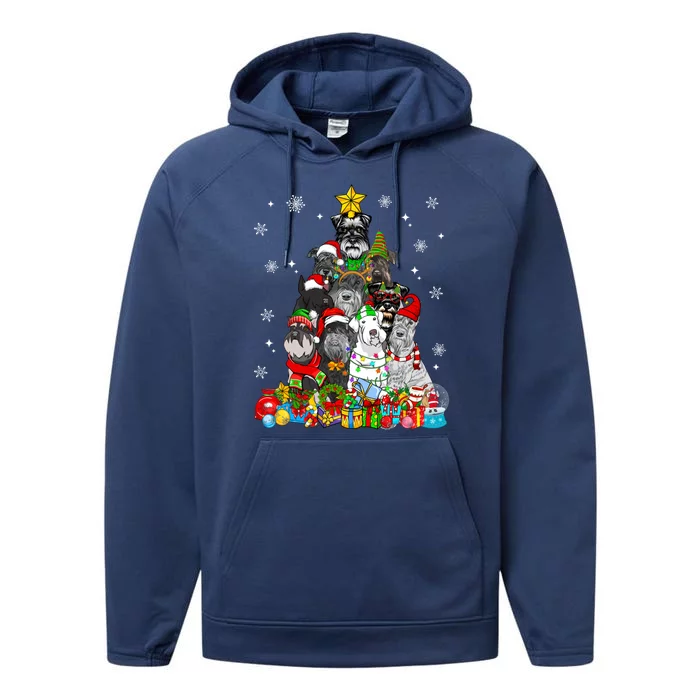 Christmas Tree Lights Schnauzer Dog Lover Xmas Pajama Great Gift Performance Fleece Hoodie