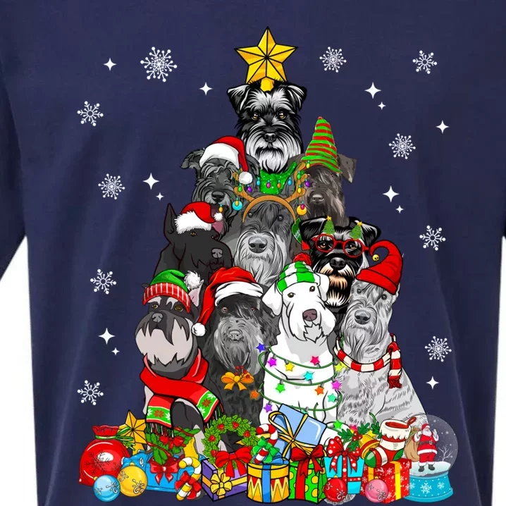 Christmas Tree Lights Schnauzer Dog Lover Xmas Pajama Great Gift Sueded Cloud Jersey T-Shirt