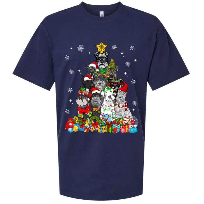 Christmas Tree Lights Schnauzer Dog Lover Xmas Pajama Great Gift Sueded Cloud Jersey T-Shirt