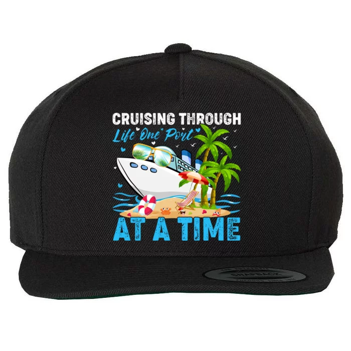 Cruising Through Life One Port At A Time Cruise Ship Cool Gift Wool Snapback Cap