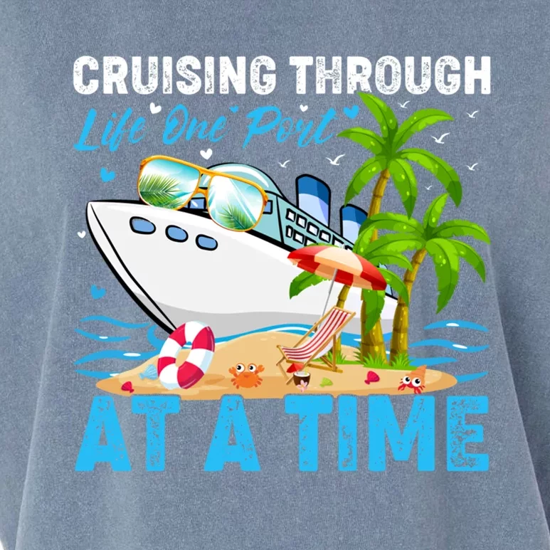 Cruising Through Life One Port At A Time Cruise Ship Cool Gift Garment-Dyed Women's Muscle Tee