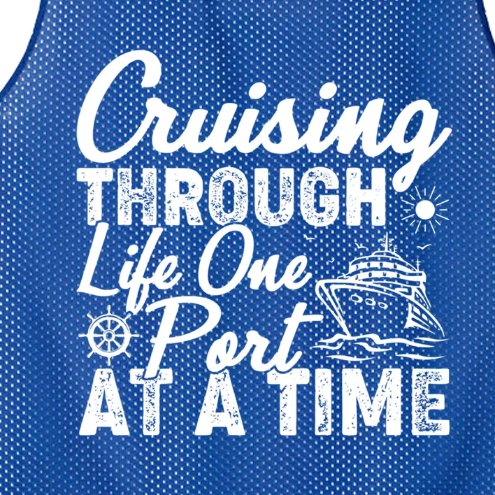 Cruising Through Life One Port At A Time Cruise Vacation Gift Mesh Reversible Basketball Jersey Tank