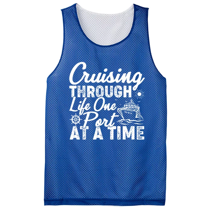 Cruising Through Life One Port At A Time Cruise Vacation Gift Mesh Reversible Basketball Jersey Tank