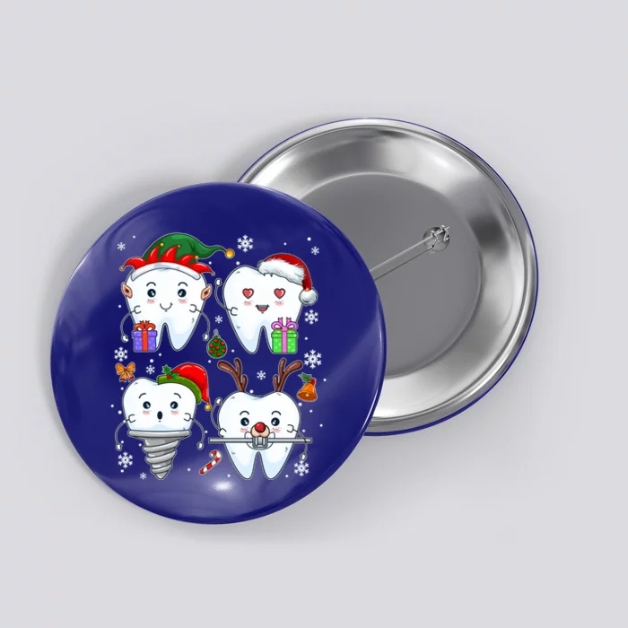 Christmas Tooth Love Dental Hygiene Santa Reindeer Xmas Snow Funny Gift Button