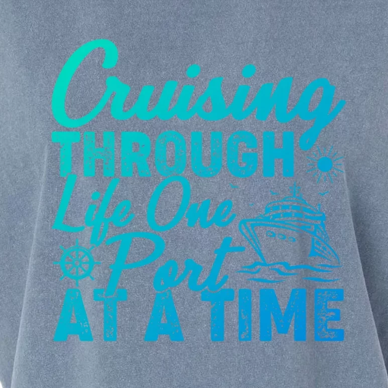 Cruising Through Life One Port At A Time Cruise Vacation Gift Garment-Dyed Women's Muscle Tee