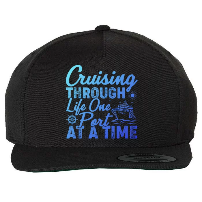 Cruising Through Life One Port At A Time Cruise Vacation Gift Wool Snapback Cap