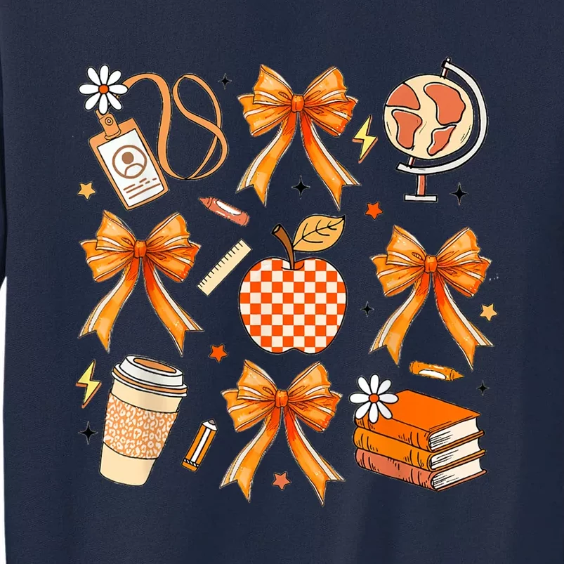 Coquette Teacher Life Football Autumn Fall Book Tall Sweatshirt