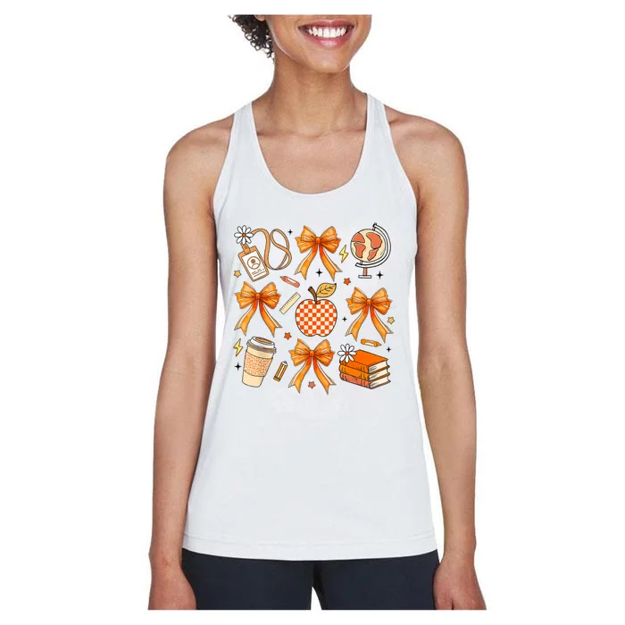 Coquette Teacher Life Football Autumn Fall Book Women's Racerback Tank