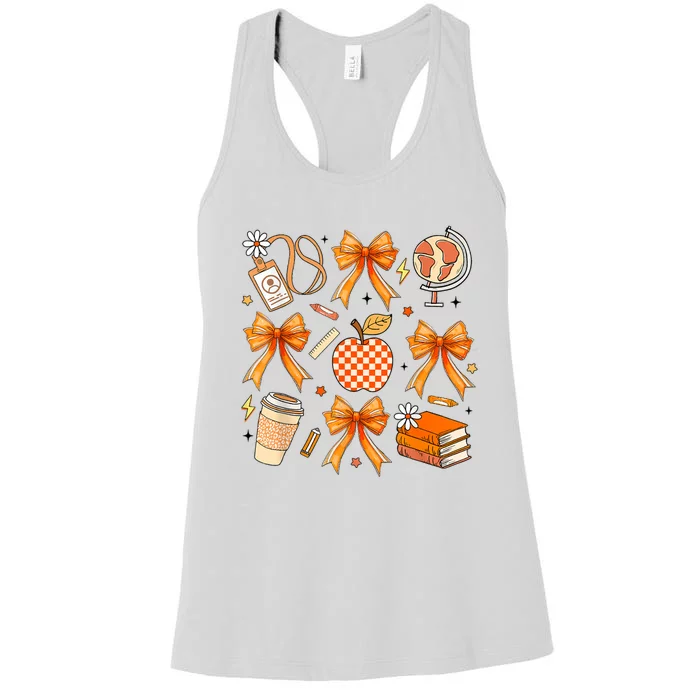 Coquette Teacher Life Football Autumn Fall Book Women's Racerback Tank