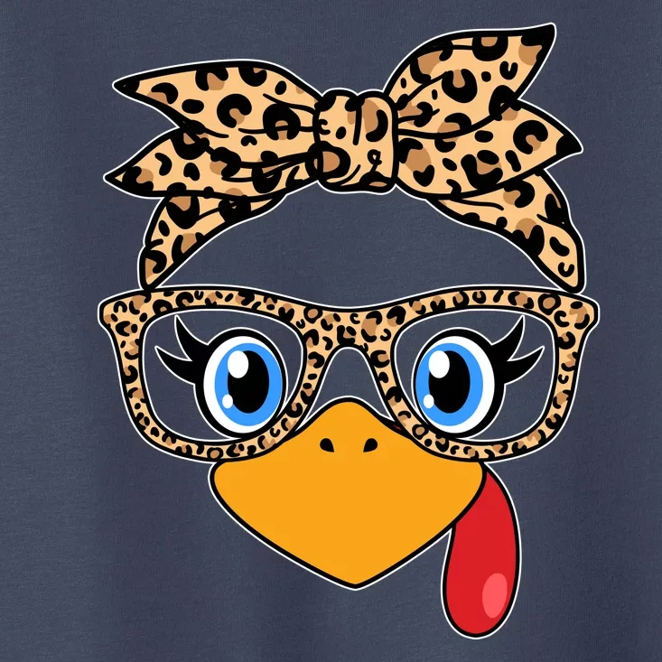 Cute Thanksgiving Leopard Print Bandana Glasses Turkey Girl Toddler T-Shirt