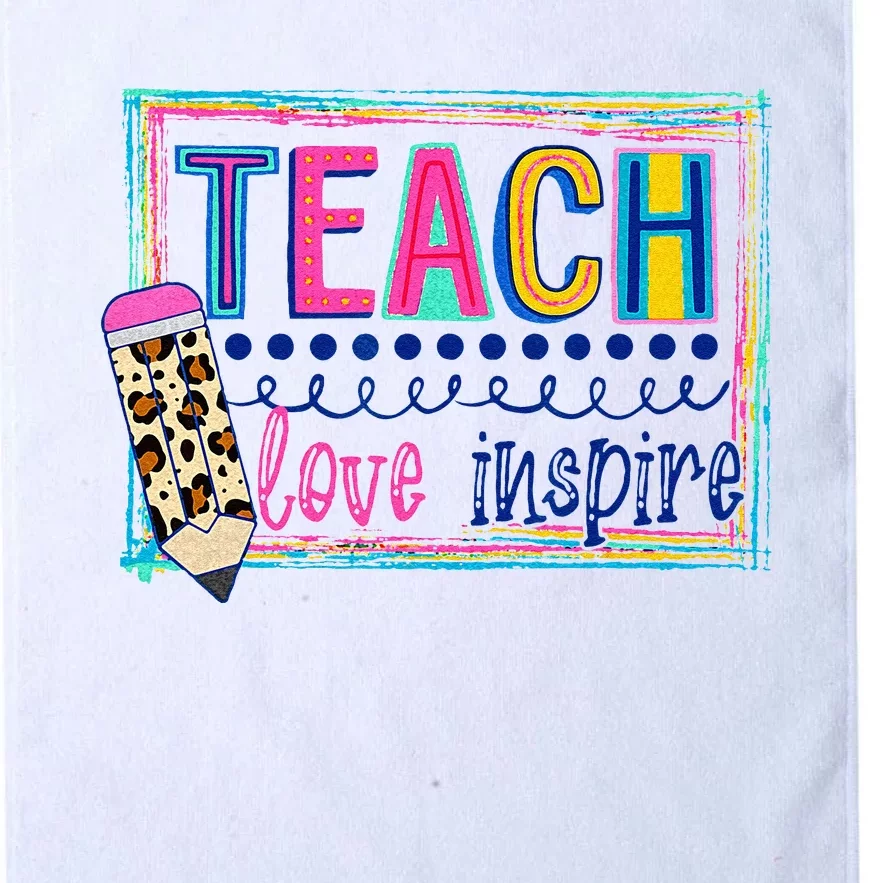 Cute Teach Love And Inspire Men Women Teacher Back To School Platinum Collection Golf Towel