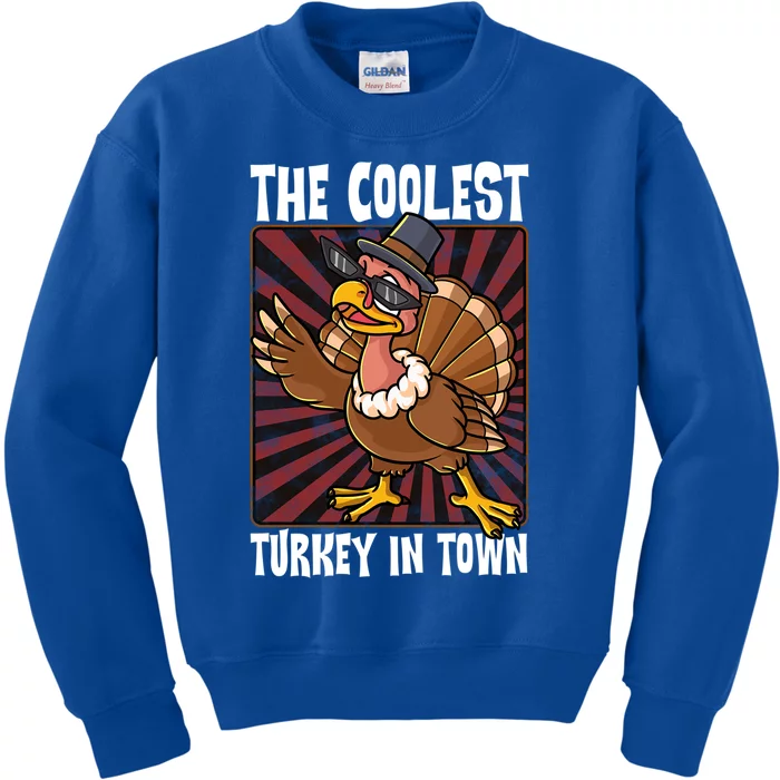 Cute Turkey Lovers Coolest Turkey In Town Thanksgiving Gift Kids Sweatshirt