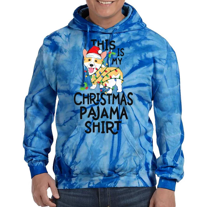 Corgi Tree Light Dog Xmas This Is My Christmas Pajama Tie Dye Hoodie