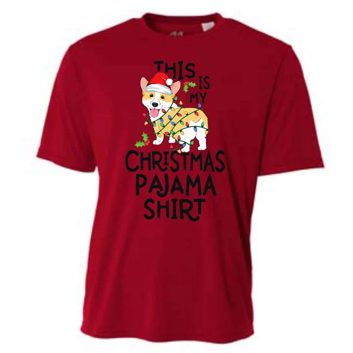 Corgi Tree Light Dog Xmas This Is My Christmas Pajama Cooling Performance Crew T-Shirt