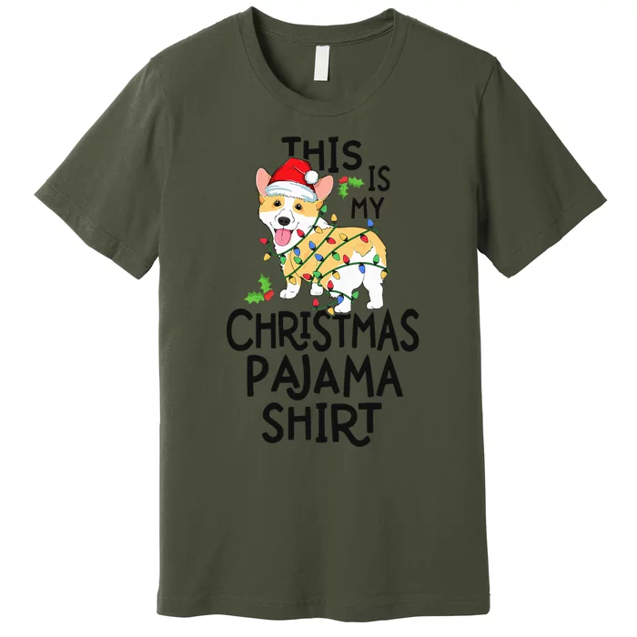 Corgi Tree Light Dog Xmas This Is My Christmas Pajama Premium T-Shirt