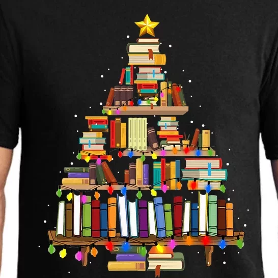 Christmas Tree Lights For Librarian And Book Lover Pajama Set