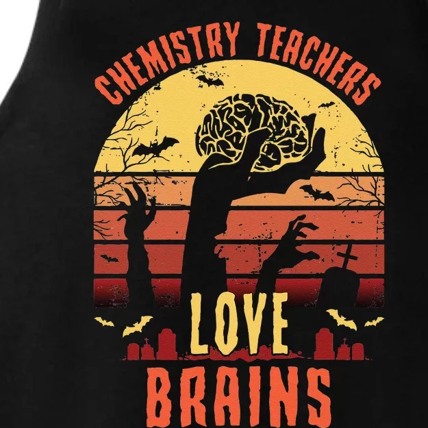 Chemistry Teachers Love Brains Funny Teacher Halloween Gift Ladies Tri-Blend Wicking Tank