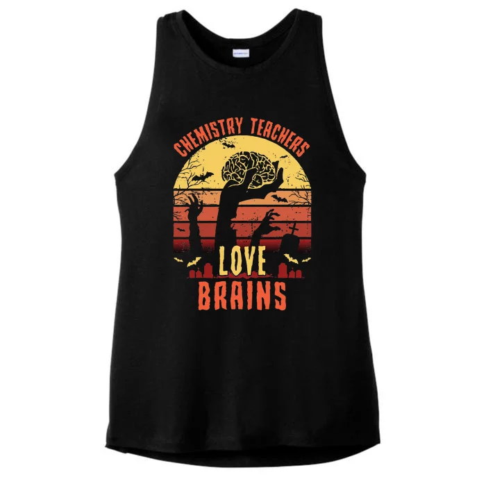 Chemistry Teachers Love Brains Funny Teacher Halloween Gift Ladies Tri-Blend Wicking Tank